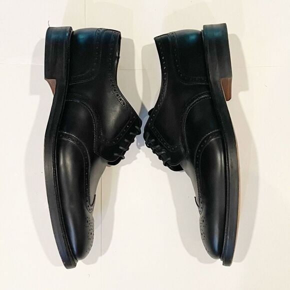 Sid Mashburn Wing Tip Brogue Shoes Size 11.5 Handmade in England Black Leather - Picture 4 of 10